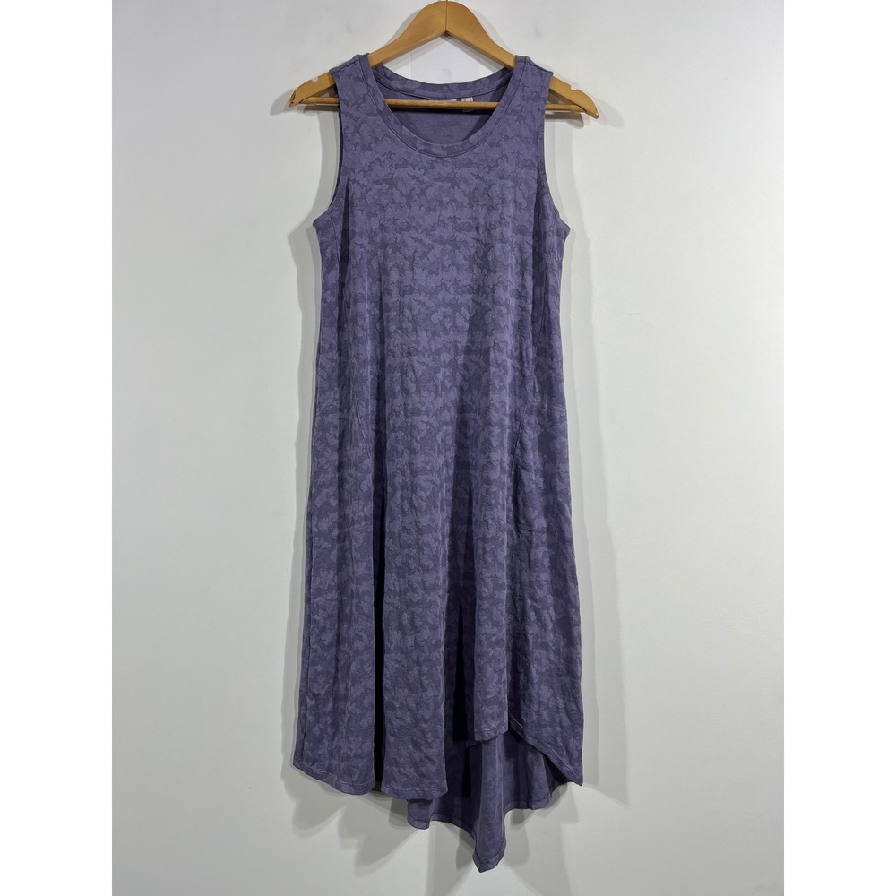 LOGO Resort Artsy Lagenlook Floral Jacquard Sharkbite Hem Midi Tank Dress Small